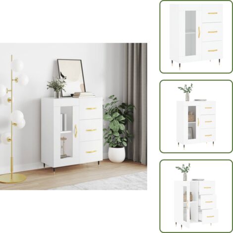 Credenza con scomparti - vidaXL Credenza Bianca 69,5x34x90 cm in Legno Multistrato - Credenza con piano espositivo