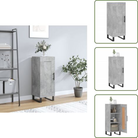 Credenza con scomparti - vidaXL Credenza Grigio Cemento 34,5x34x90 cm in Legno Multistrato - Credenza con maniglia