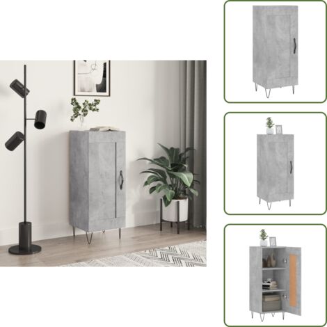 Credenza con scomparti - vidaXL Credenza Grigio Cemento 34,5x34x90 cm in Legno Multistrato - Credenza con maniglia