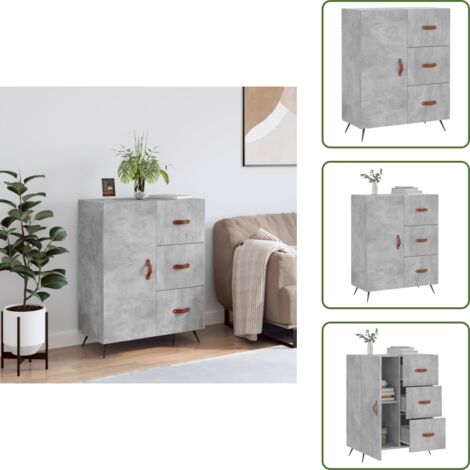 Credenza con scomparti - vidaXL Credenza Grigio Cemento 69,5x34x90 cm in Legno Multistrato - Credenza anta