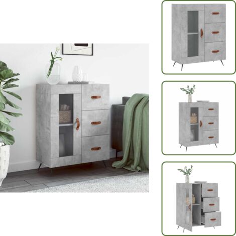 Credenza con scomparti - vidaXL Credenza Grigio Cemento 69,5x34x90 cm in Legno Multistrato - Credenza con piano espositivo