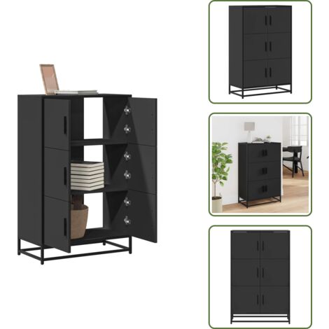 Credenza con scomparti - vidaXL Credenza Nera 68x35x106,5 cm Legno Multistrato Metallo - Credenza per casa