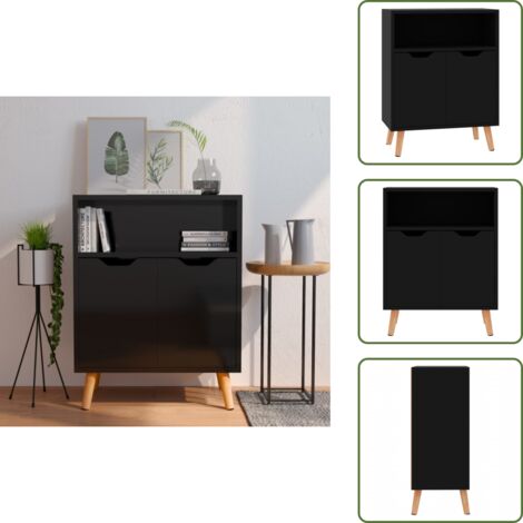 Credenza con scomparti - vidaXL Credenza Nero Lucido 60x30x72 cm in Legno Multistrato - Credenza in legno multistrato
