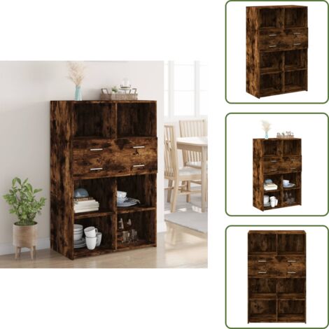 Credenza con scomparti - vidaXL Credenza Rovere Fumo 80x42,5x124 cm in Legno Multistrato - Credenza per soggiorno