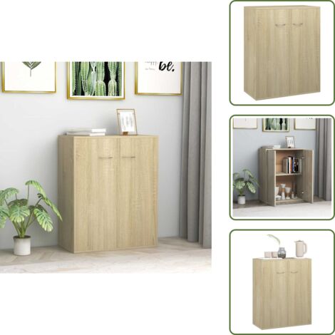 Credenza con scomparti - vidaXL Credenza Rovere Sonoma 60x30x75 cm in Legno Multistrato - Credenza con ante