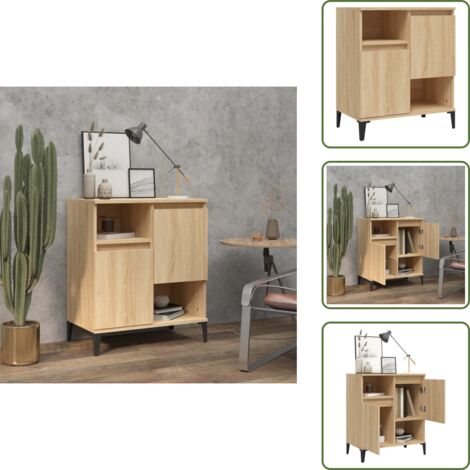 Credenza con scomparti - vidaXL Credenza Rovere Sonoma 60x35x70 cm in Legno Multistrato - Credenza con piano d'appoggio