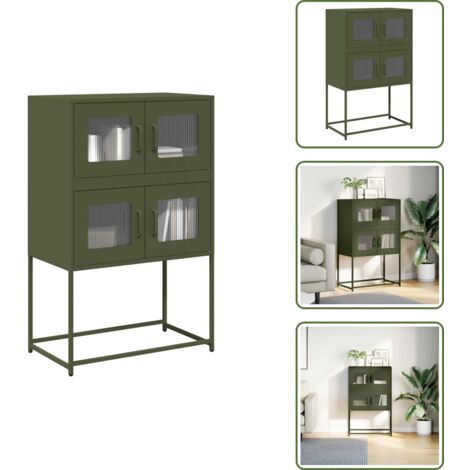 Credenza con scomparti - vidaXL Credenza Verde Oliva 68x39x107 cm in Acciaio - Credenza per casa