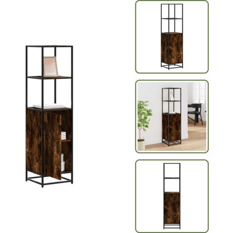 Credenza con scomparto - vidaXL Credenza Rovere Fumo 35,5x35x139 cm Legno Multistrato Metallo - Credenza con ripiani