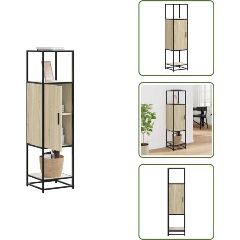 Credenza con scomparto - vidaXL Credenza Rovere Sonoma 35,5x35x139 cm Legno Multistrato Metallo - Credenza con maniglia