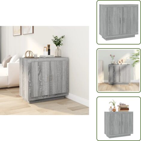 Credenza con spazio di stoccaggio - vidaXL Credenza Grigio Sonoma 80x40x75 cm in Legno Multistrato - Credenza per soggiorno