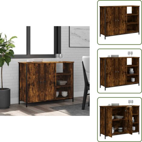 Credenza con spazio portaoggetti - vidaXL Credenza Rovere Fumo 100x33x75 cm in Legno Multistrato - Credenza per casa