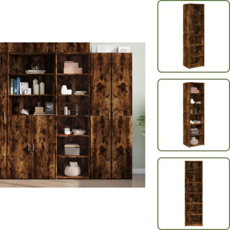 Credenza con superficie liscia - vidaXL Credenza Rovere Fumo 50x41x185 in Legno Multistrato - Credenza con spazio portaoggetti