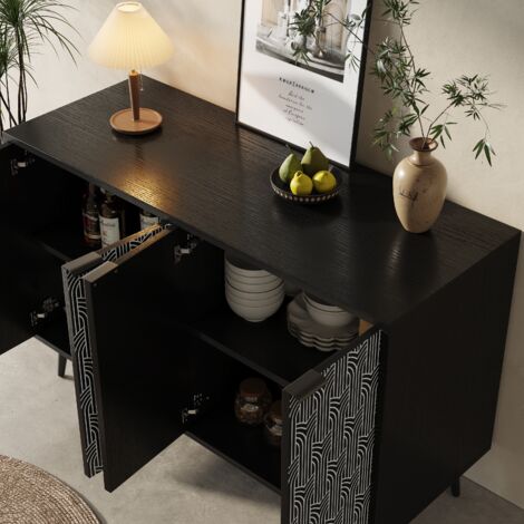 Credenza Contenitore con 2 Ante, Ripiano Regolabile a 3 Livelli e Sistema Antiribaltamento, 120 x 35 x 78 cm