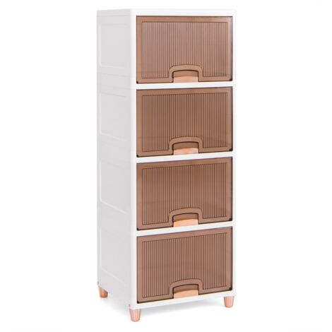 Credenza  Contenitori 150L coperchi porte magnetiche impilabili 4 livelli plastica soggiorno Bianco