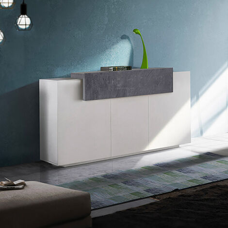 Credenza Corona Moderna 3 Ante Battente 1 Anta Ribalta Bianco Lucido E Report