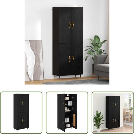 Credenza -  Credenza Rovere Nero 69,5 x 34 x 180 cm Legno multistrato