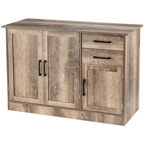 Credenza cucina 2 cassetti 3 ante 1 ripiano regolabile mobile buffet terra multiuso Grigio