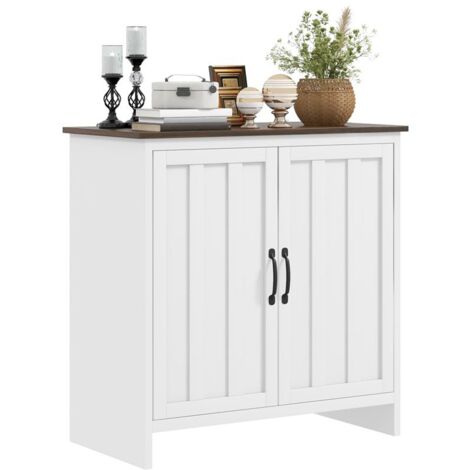 CREDENZA CUCINA MODERNA A 2 ANTE CON RIPIANO REGOLABILE IN LEGNO. 80X39.7X80CM. BIANCO
