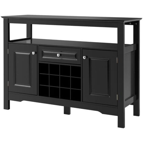Credenza cucina porta bottiglie vino incrociata mobile cucina mensola aperta Nero