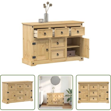 Credenza da cucina -  Credenza Corona 112x40x75 cm in Legno Massello di Pino