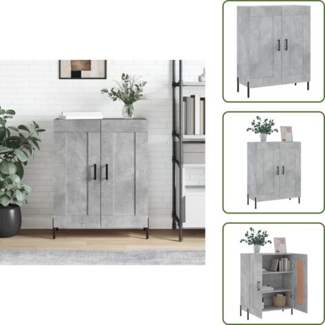 Credenza da cucina - vidaXL Credenza Grigio Cemento 69,5x34x90 cm in Legno Multistrato - Credenza da soggiorno