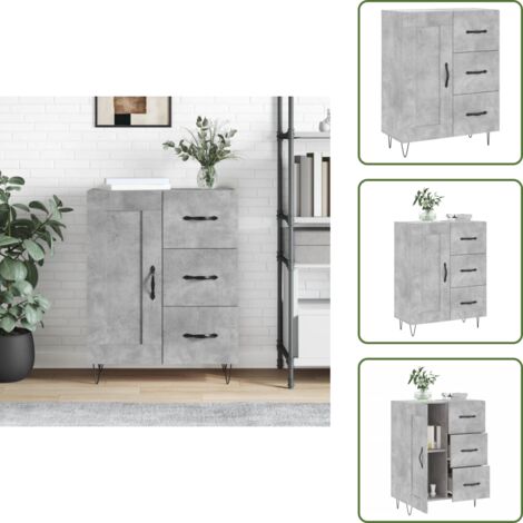 Credenza da cucina - vidaXL Credenza Grigio Cemento 69,5x34x90 cm in Legno Multistrato - Credenza da soggiorno