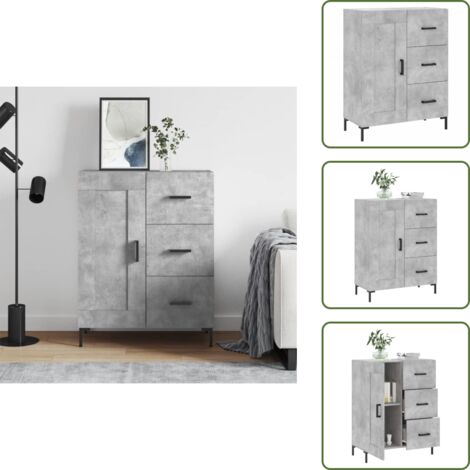 Credenza da cucina - vidaXL Credenza Grigio Cemento 69,5x34x90 cm in Legno Multistrato - Credenza da soggiorno