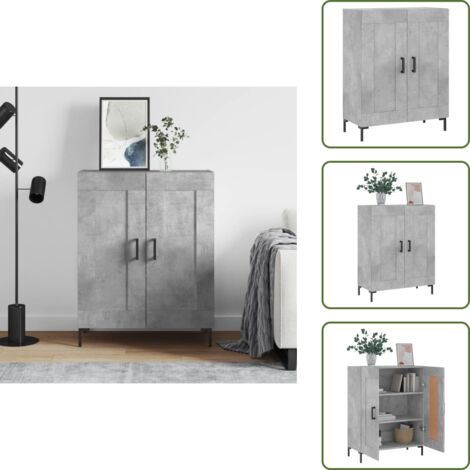 Credenza da cucina - vidaXL Credenza Grigio Cemento 69,5x34x90 cm in Legno Multistrato - Credenza da soggiorno