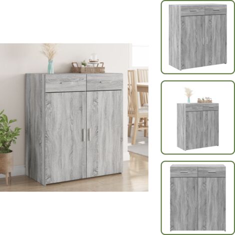 Credenza da cucina - vidaXL Credenza Grigio Sonoma 80x42,5x93 cm in Legno Multistrato - Credenza da soggiorno