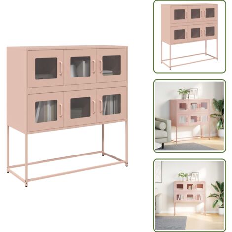Credenza da Cucina - vidaXL Credenza Rosa 100,5x39x107 cm in Acciaio Laminato a Freddo - Credenza da Camera