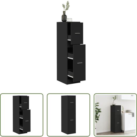 Credenza da farmacia -  Armadietto da Farmacia Nero 30x41x118 cm in Truciolato