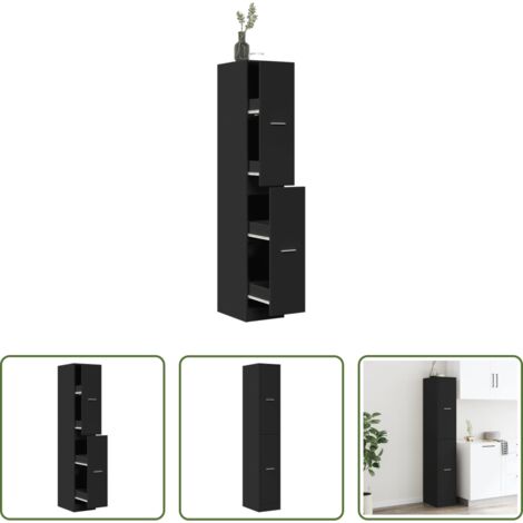 Credenza da farmacia -  Armadietto da Farmacia Nero 30x41x174,5 cm in Truciolato