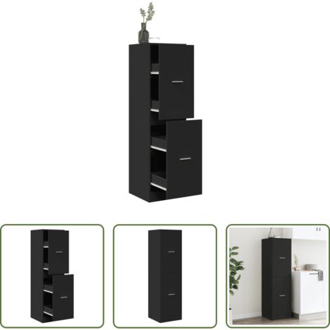Credenza da farmacia -  Armadietto da Farmacia Nero 40x41x144,5 cm in Truciolato