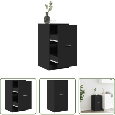 Credenza da farmacia -  Armadietto da Farmacia Nero 40x41x77,5 cm in Truciolato