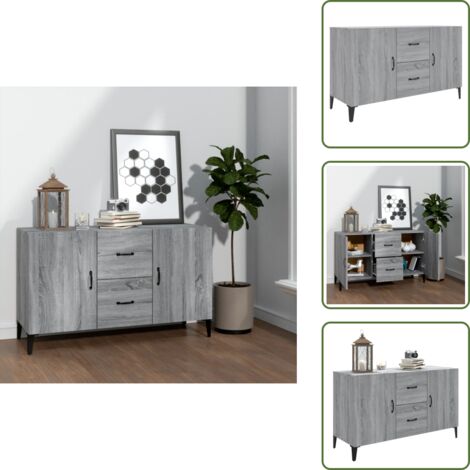 Credenza da interno - vidaXL Credenza Grigio Sonoma 100x36x60 cm in Legno Multistrato - Credenza con cassetti