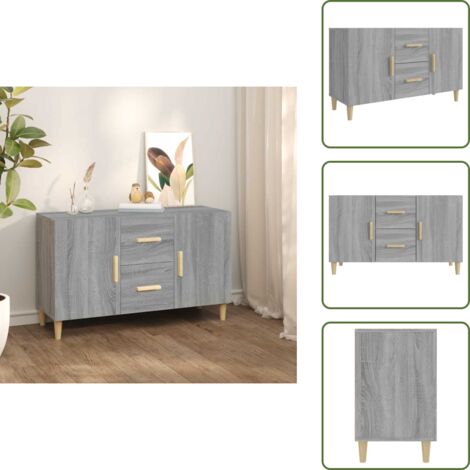 Credenza da interno - vidaXL Credenza Grigio Sonoma 100x36x60 cm in Legno Multistrato - Credenza con cassetti