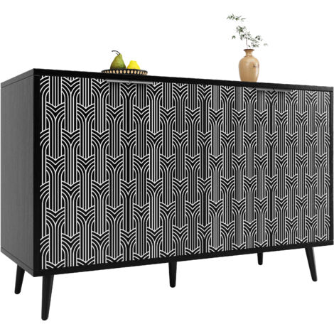 Credenza da pranzo 120x35x78 cm, con ripiani regolabili, 50kg portata, MDF e metallo, nero per Ristorante e cucina