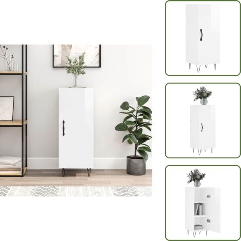 Credenza da soggiorno - vidaXL Credenza Bianco Lucido 34,5x34x90 cm in Legno Multistrato - Credenza in legno multistrato