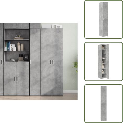 Credenza da soggiorno - vidaXL Credenza Grigio Cemento 30x42,5x185 cm in Legno Ingegnerizzato - Credenza da camera da letto