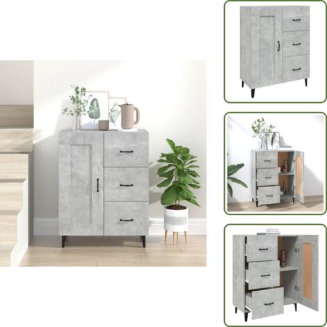 Credenza da soggiorno - vidaXL Credenza Grigio Cemento 69,5x34x90 cm in Legno Multistrato - Credenza con scomparti