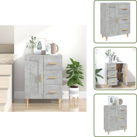 Credenza da soggiorno - vidaXL Credenza Grigio Cemento 69,5x34x90 cm in Legno Multistrato - Credenza in legno multistrato