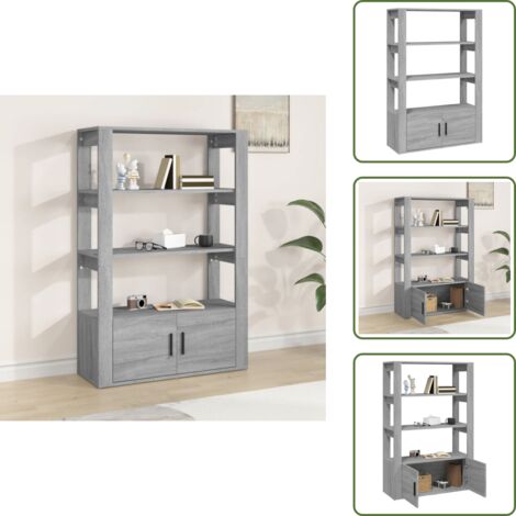 Credenza da soggiorno - vidaXL Credenza Grigio Sonoma 80x30x119,5 cm in Legno Multistrato - Credenza con ripiani