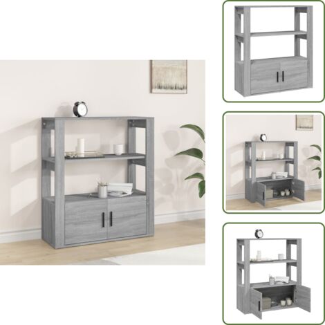 Credenza da soggiorno - vidaXL Credenza Grigio Sonoma 80x30x90 cm in Legno Multistrato - Credenza con ripiani