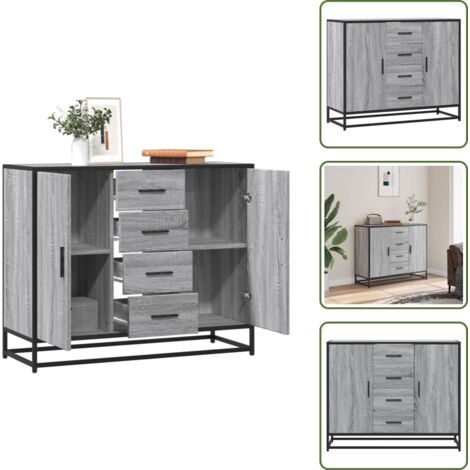 Credenza da soggiorno - vidaXL Credenza Grigio Sonoma 92x35x76 cm in Legno Multistrato - Credenza da camera da letto