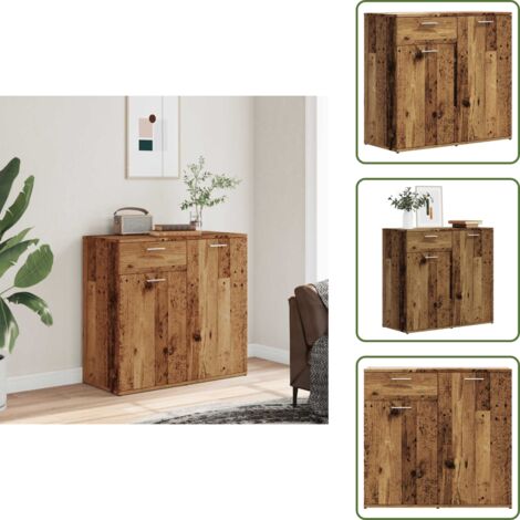 Credenza da soggiorno - vidaXL Credenza Legno Antico 80x36x75 cm in Truciolato - Credenza in legno