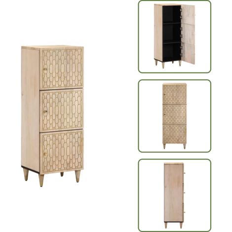 Credenza decorativa - vidaXL Credenza 40x33x110 cm in Legno Massello di Mango - Credenza con ante