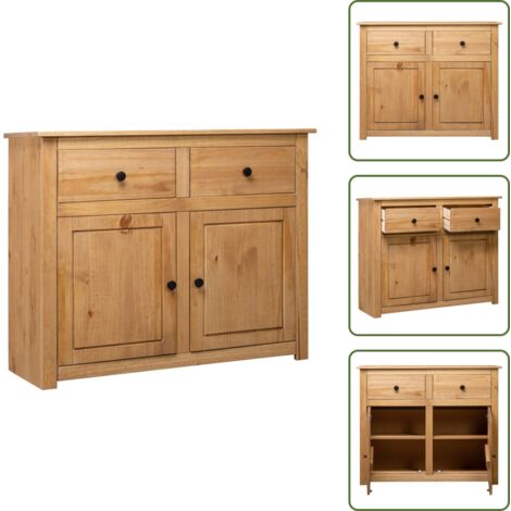 Credenza decorativa - vidaXL Credenza 93x40x80 cm in Legno Massello di Pino Panama Range - Credenza con cassetti