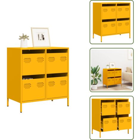 Credenza decorativa - vidaXL Credenza Giallo Senape 68x39x73,5 cm Acciaio Laminato a Freddo - Credenza per soggiorno