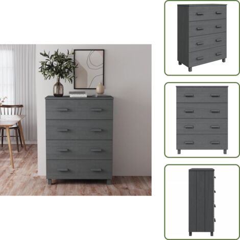 Credenza decorativa - vidaXL Credenza HAMAR Grigio Scuro 79x40x103,5 cm Legno Massello Pino - Credenza con cassetti