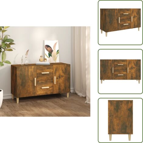 Credenza decorativa - vidaXL Credenza Rovere Fumo 100x36x60 cm in Legno Multistrato - Credenza con cassetti